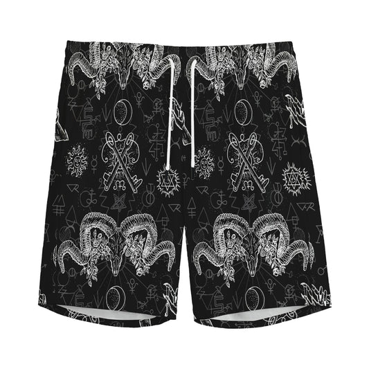 Black And White Wicca Gothic Print Men's Sports Shorts
