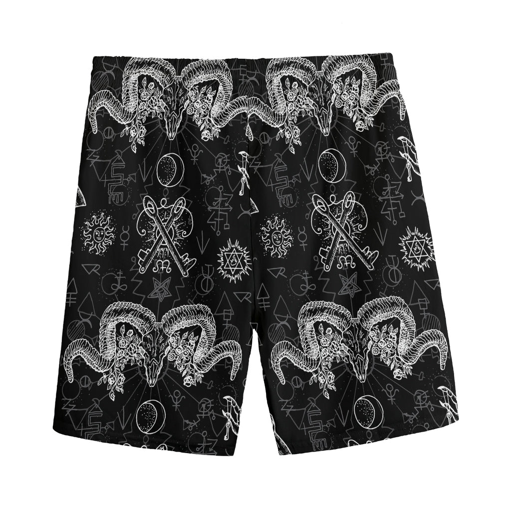 Black And White Wicca Gothic Print Men's Sports Shorts