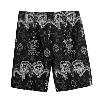 Black And White Wicca Gothic Print Men's Sports Shorts