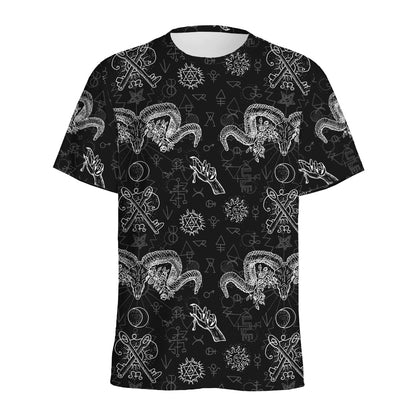 Black And White Wicca Gothic Print Men's Sports T-Shirt