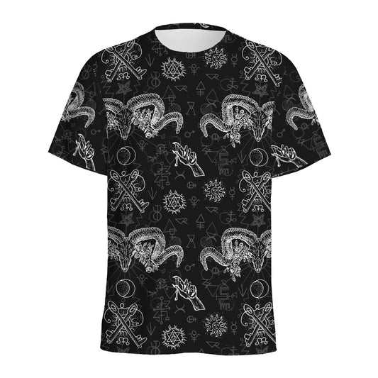 Black And White Wicca Gothic Print Men's Sports T-Shirt