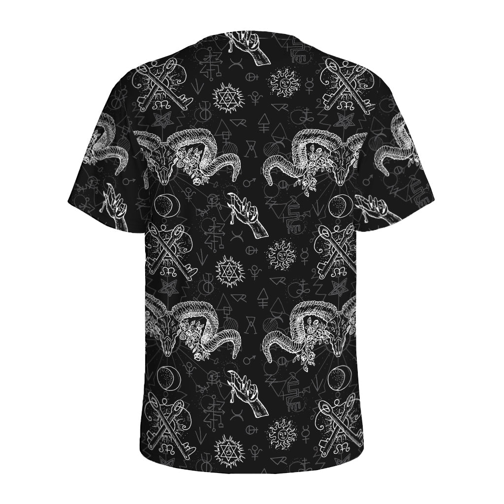 Black And White Wicca Gothic Print Men's Sports T-Shirt