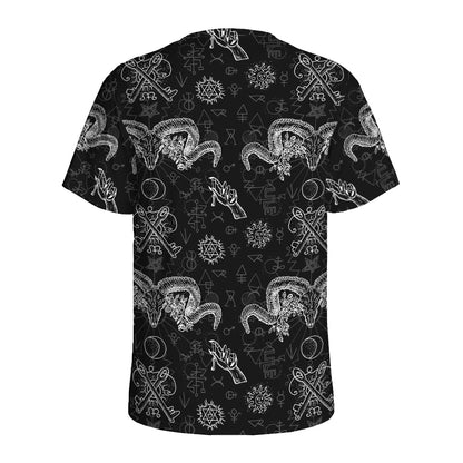 Black And White Wicca Gothic Print Men's Sports T-Shirt