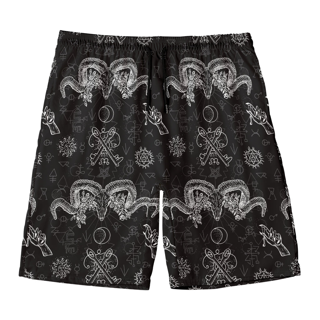 Black And White Wicca Gothic Print Men's Swim Trunks