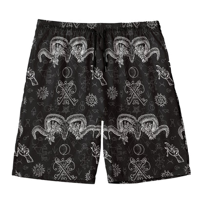 Black And White Wicca Gothic Print Men's Swim Trunks