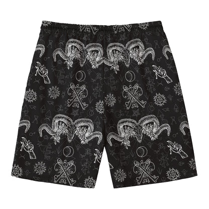 Black And White Wicca Gothic Print Men's Swim Trunks