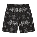 Black And White Wicca Gothic Print Men's Swim Trunks