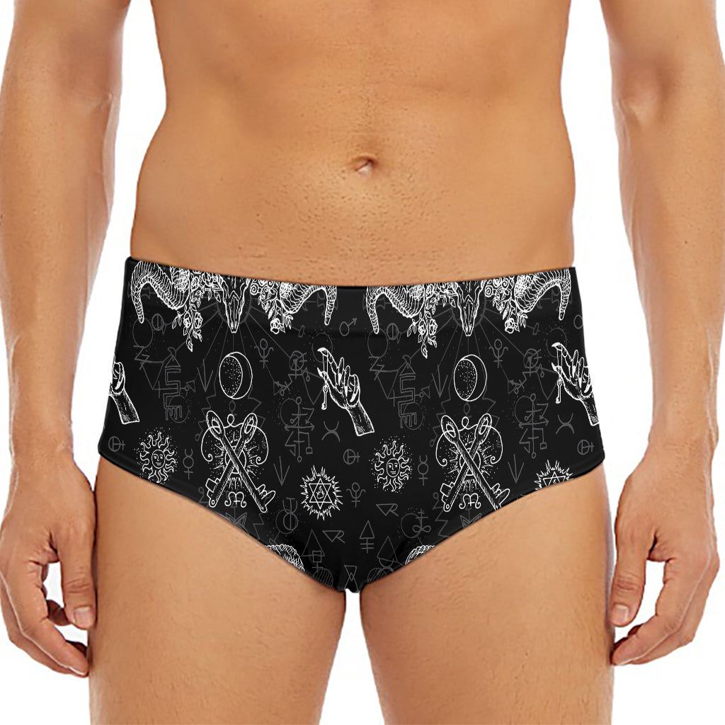 Black And White Wicca Gothic Print Men's Triangle Swim Briefs