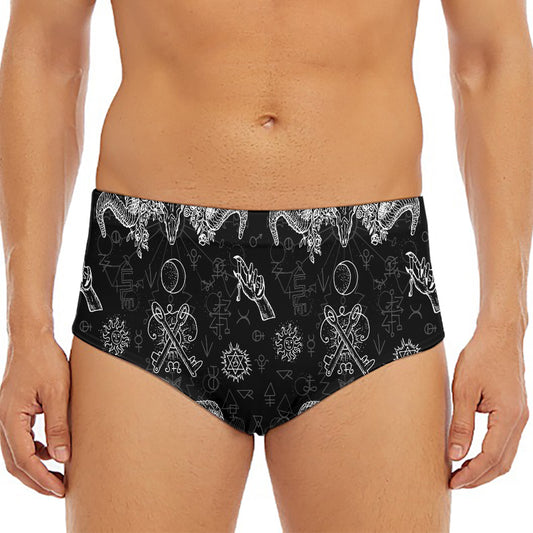 Black And White Wicca Gothic Print Men's Triangle Swim Briefs