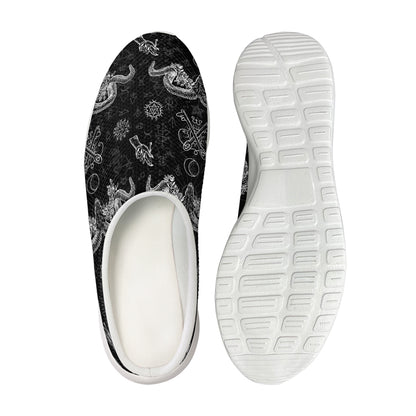 Black And White Wicca Gothic Print Mesh Casual Shoes