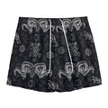 Black And White Wicca Gothic Print Mesh Shorts
