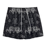 Black And White Wicca Gothic Print Mesh Shorts