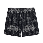 Black And White Wicca Gothic Print Mesh Shorts