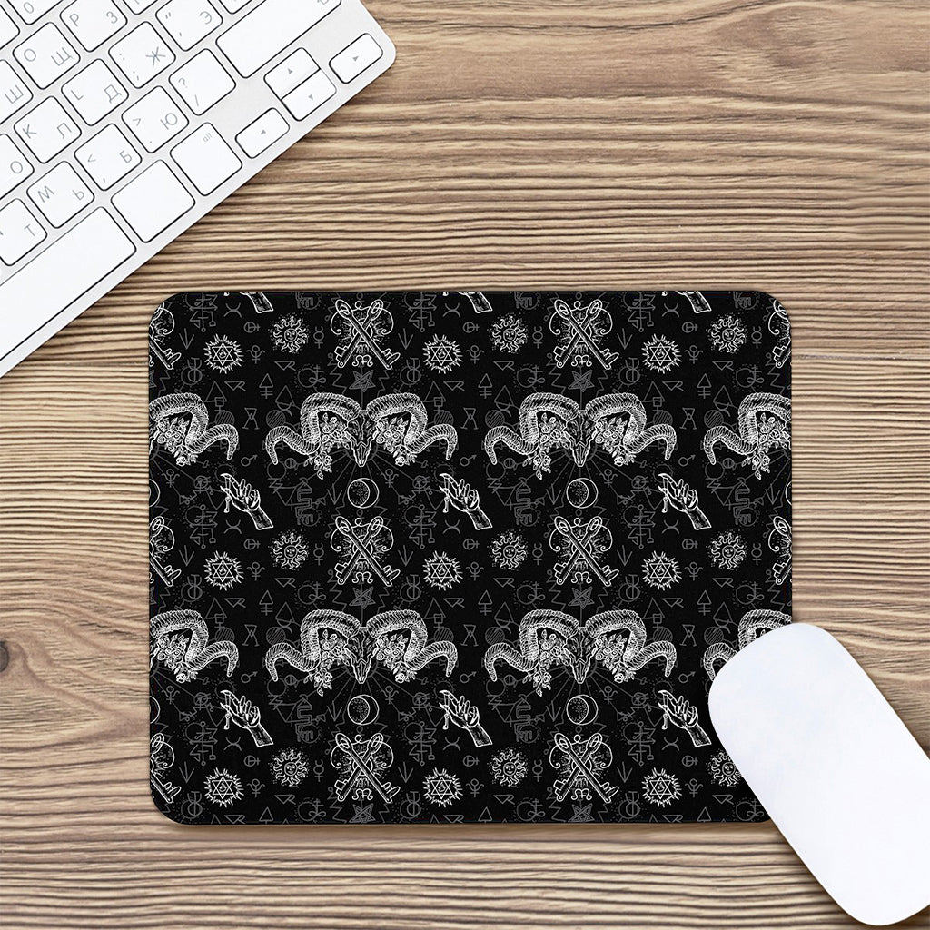 Black And White Wicca Gothic Print Mouse Pad