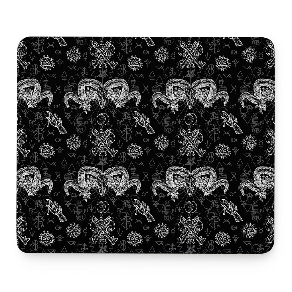 Black And White Wicca Gothic Print Mouse Pad