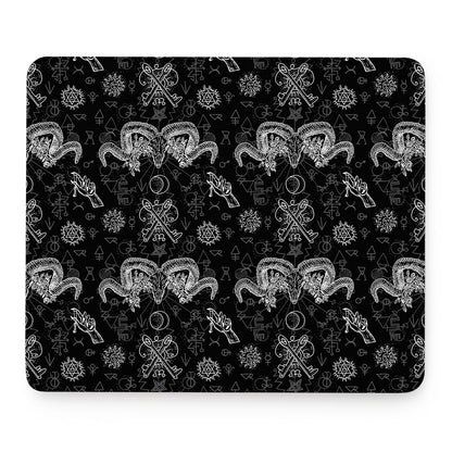 Black And White Wicca Gothic Print Mouse Pad