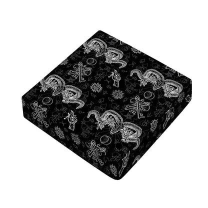 Black And White Wicca Gothic Print Outdoor Seat Cushion Cover