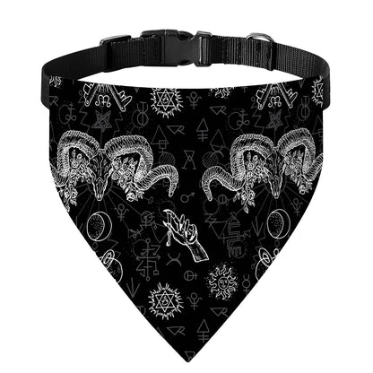 Black And White Wicca Gothic Print Over The Collar Dog Bandana