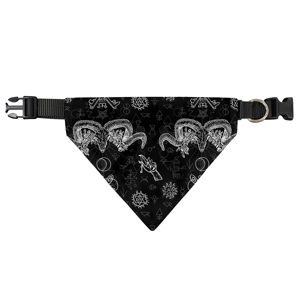 Black And White Wicca Gothic Print Over The Collar Dog Bandana