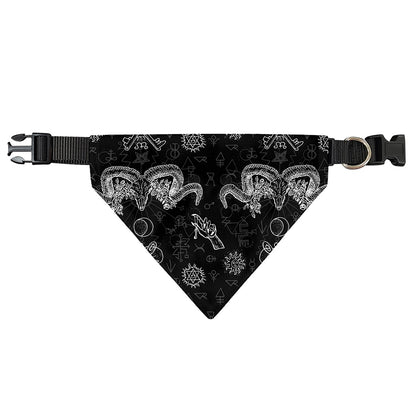 Black And White Wicca Gothic Print Over The Collar Dog Bandana