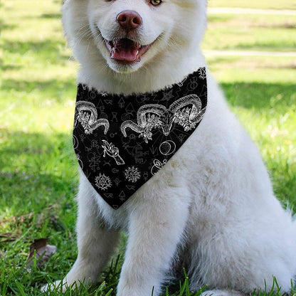 Black And White Wicca Gothic Print Over The Collar Dog Bandana