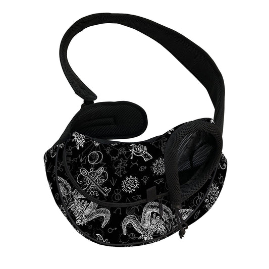Black And White Wicca Gothic Print Pet Sling Carrier