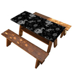 Black And White Wicca Gothic Print Picnic Table Cover