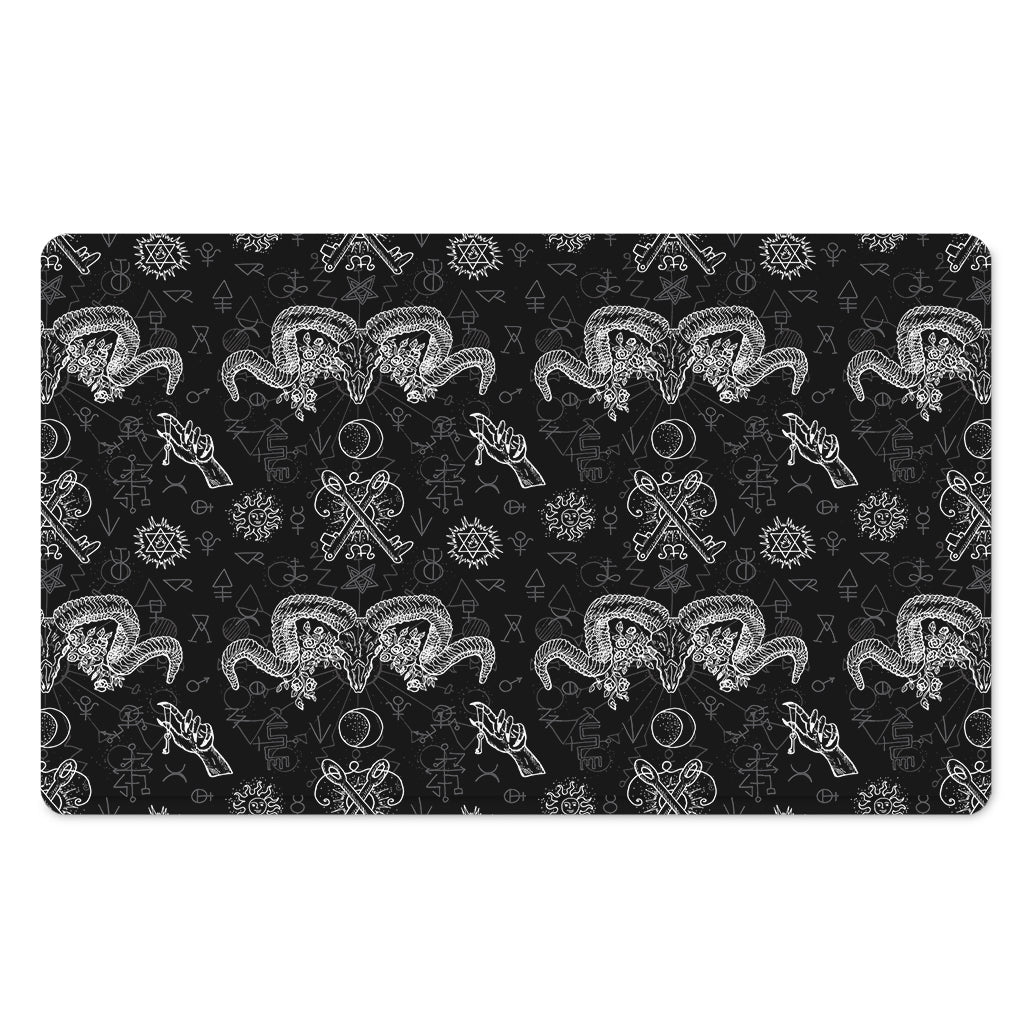 Black And White Wicca Gothic Print Polyester Doormat