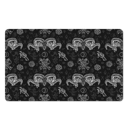 Black And White Wicca Gothic Print Polyester Doormat