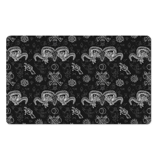Black And White Wicca Gothic Print Polyester Doormat