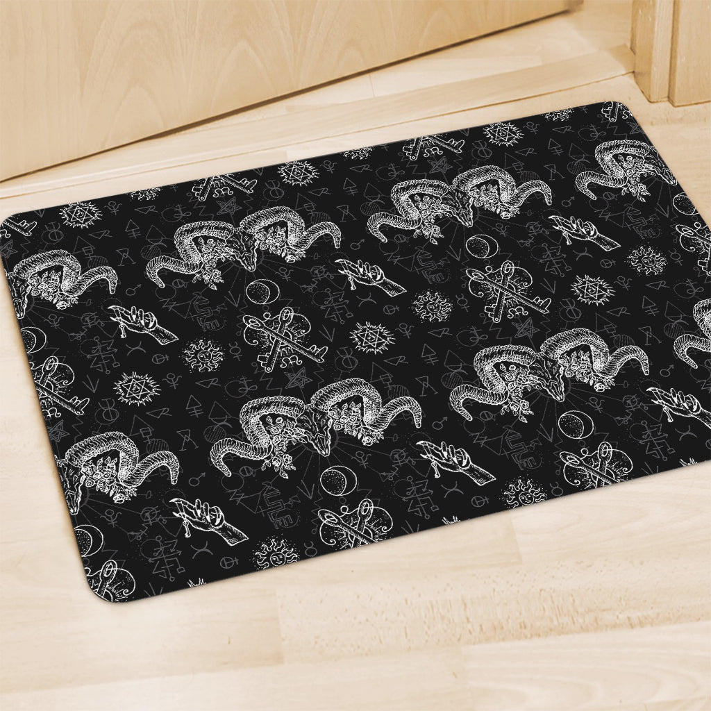 Black And White Wicca Gothic Print Polyester Doormat