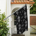 Black And White Wicca Gothic Print Polyester Flag