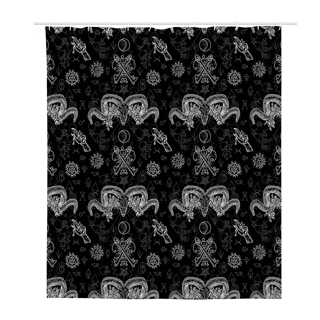 Black And White Wicca Gothic Print Polyester Shower Curtain