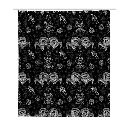 Black And White Wicca Gothic Print Polyester Shower Curtain