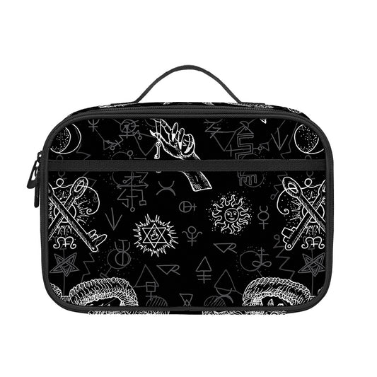 Black And White Wicca Gothic Print Portable Lunch Bag