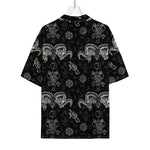 Black And White Wicca Gothic Print Rayon Hawaiian Shirt