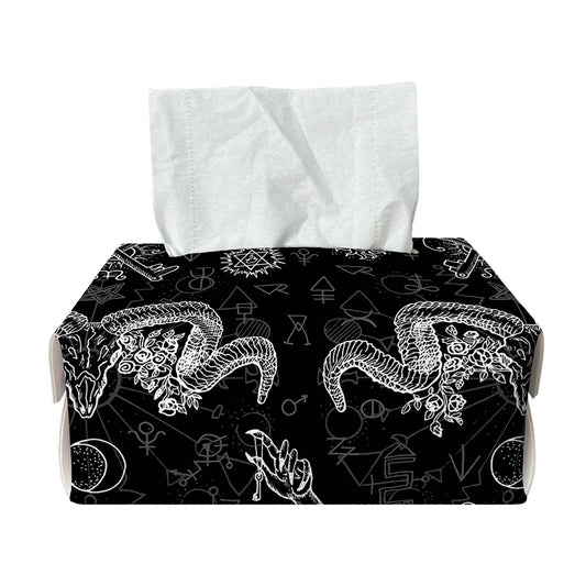 Black And White Wicca Gothic Print Rectangle Tissue Box Cover