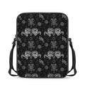 Black And White Wicca Gothic Print Rectangular Crossbody Bag