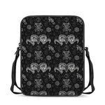 Black And White Wicca Gothic Print Rectangular Crossbody Bag