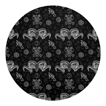 Black And White Wicca Gothic Print Round Blanket