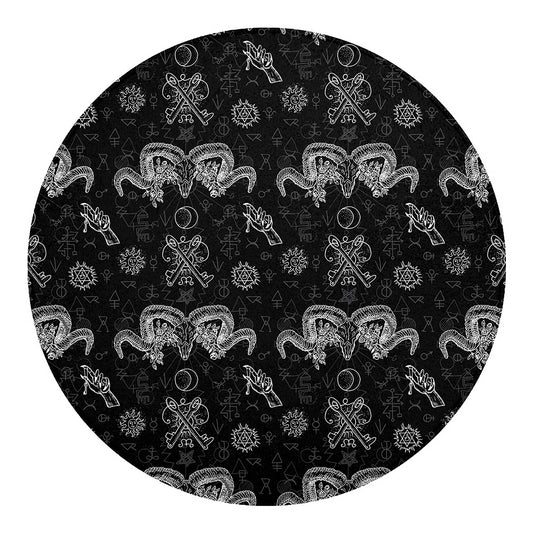 Black And White Wicca Gothic Print Round Blanket