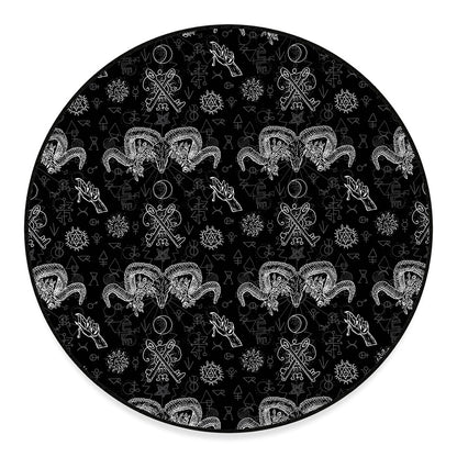 Black And White Wicca Gothic Print Round Floor Mat