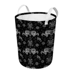 Black And White Wicca Gothic Print Round Laundry Basket