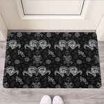 Black And White Wicca Gothic Print Rubber Doormat