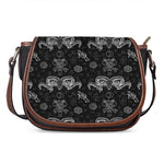 Black And White Wicca Gothic Print Saddle Bag