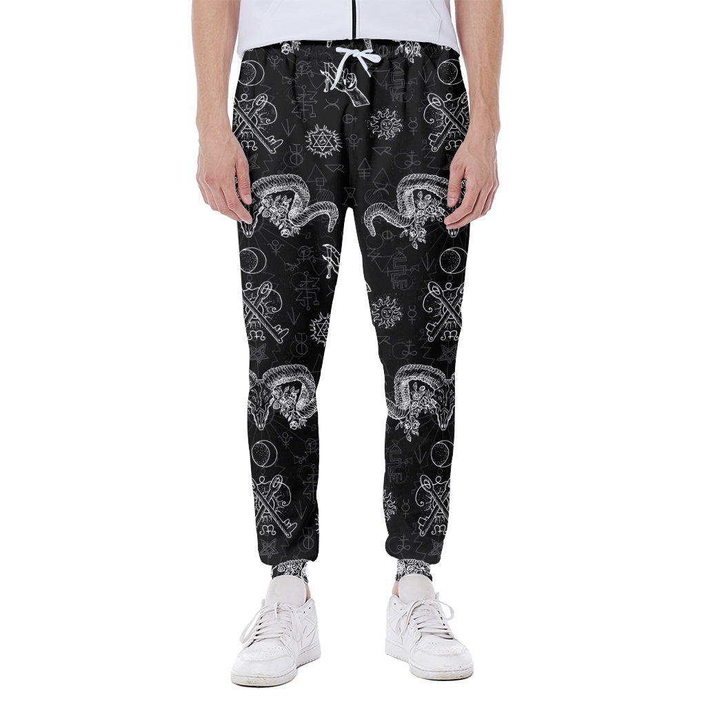 Black And White Wicca Gothic Print Scuba Joggers