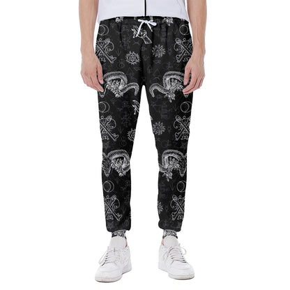 Black And White Wicca Gothic Print Scuba Joggers