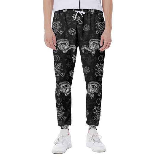 Black And White Wicca Gothic Print Scuba Joggers