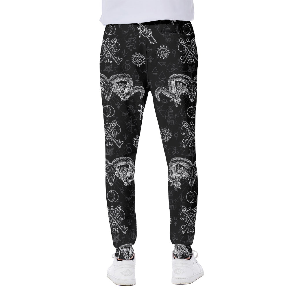 Black And White Wicca Gothic Print Scuba Joggers
