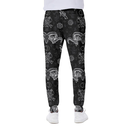 Black And White Wicca Gothic Print Scuba Joggers